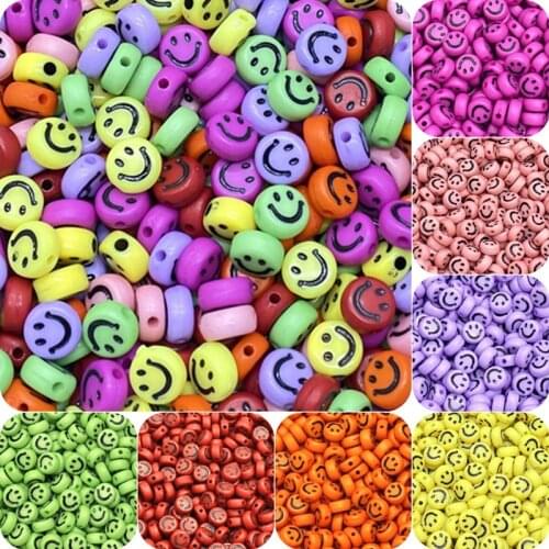 500g 7mm Oval Shape Acrylic Spaced Beads Smile Face Beads For Jewelry Making DIY Charms Bracelet Necklac (3300-3500pcs)