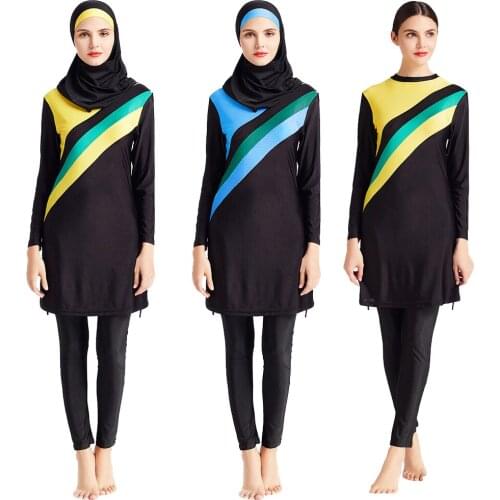 Arab Modest Burkini Muslim Women Full Cover Swimwear Islam Beachwear Long Sleeve Swimsuit Top + Pant Hijab Costume Bathing Suit
