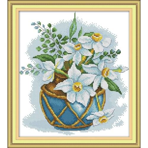 Blooming cross stitch kit aida 14ct 11ct count print canvas stitches embroidery DIY handmade needlework