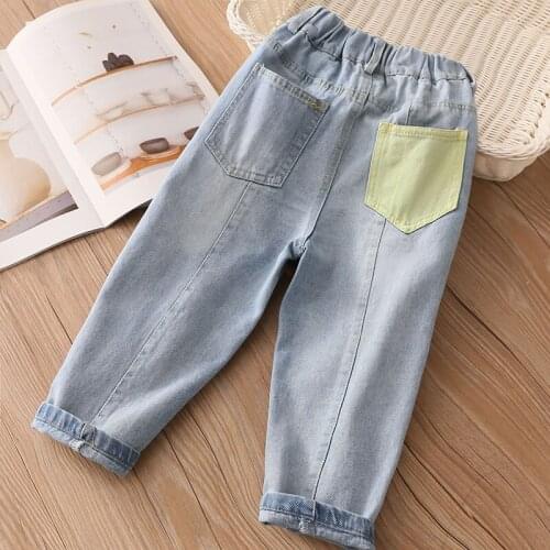 Toddler Kids Jeans Pants 2-8 Years Baby Girls Casual Loose Korean Jeans 2021 Spring Girls High Quality Denim Trousers Baby Pants