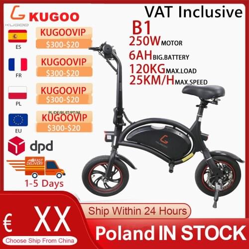 EU STOCK KUGOO B1 Folding Moped Electric Bike E-Scooter 250W Brushless Motor Max Speed 25km/h 6AH Lithium Battery Disc Brake