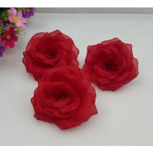 Hot Sale!10PCS/Lot 8CM Red Artificial Rose Silk Flower Heads DIY Wedding Home Decoration Festive Party Supplies 17colors can mix