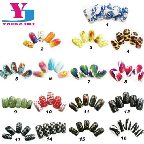 16 Designs Art Fake Nails Full Cover 12pcs/set Colorful Nail Tips Artificial Plastic False Manicure UV Gel Nails Free With Glue