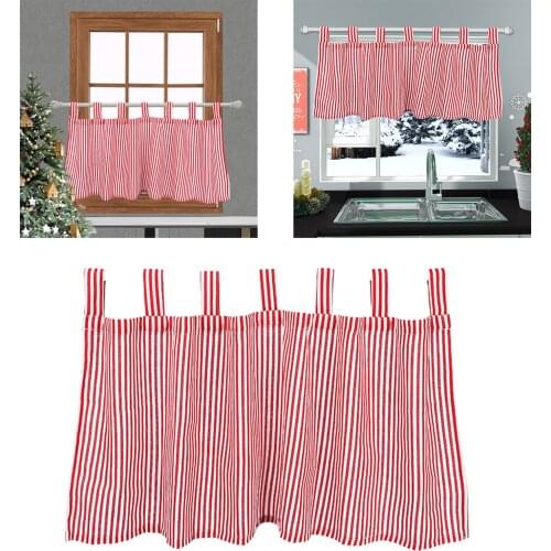 Xmas Window Valance Rod Pocket Short Curtain Lighting Reducing Cotton Linen Decorations Kitchen Living room Cabinet