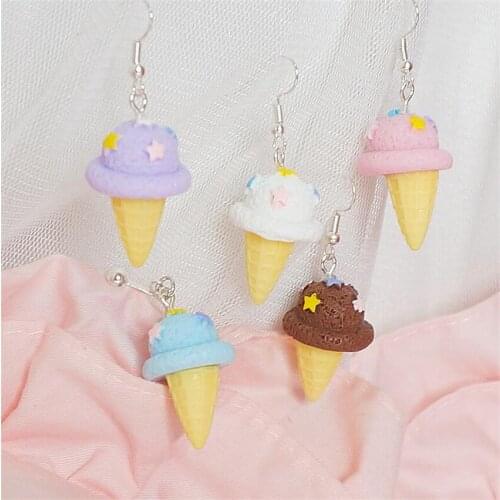 Kawaii Ice Cream Hanging Earrings Women Stars Earring Girls Funny Jewelry Earings D878