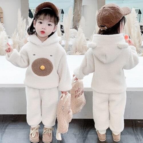 Baby Girl Clothing Sets Thick flannel Suit Warm Kids Clothes Thicken Hoodies+Pants 2PCS Set Autumn Winter Toddler Tracksuit Set