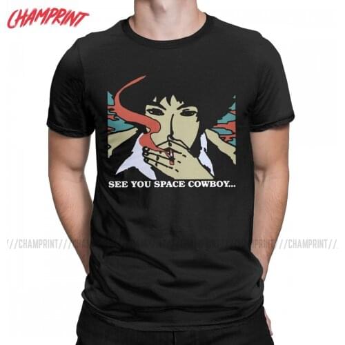 Cowboy Bebop Spike Spiegel T-Shirt Men Anime Funny 100% Cotton Tee Shirt Crewneck Short Sleeve T Shirt Printed Clothes