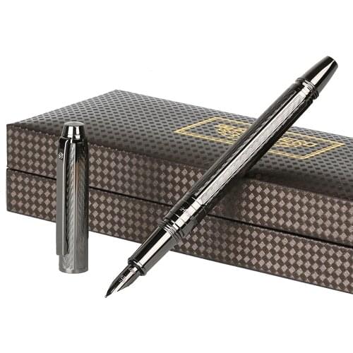 Hero Metal Brushed Fountain Pen H610 Water Ripples Fashion Iraurita Fine 0.5mm Grey/Gold/Rose Gold Business Office Student Gift