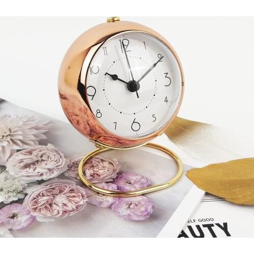 Fashionable and simple metal silent digital alarm clock with light creative alarm clock retro alarm clock desktop clock