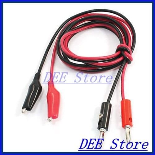Multimeter Power Supply Alligator Clip to Banana Plug Test Lead Cable 1m 2Pcs