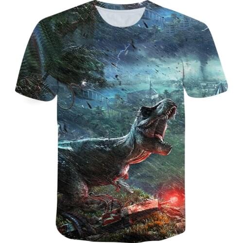 2021 Summer Mens T-shirt Jurassic Park 3D Printing Mens Short Sleeve Tops Street Fashion
