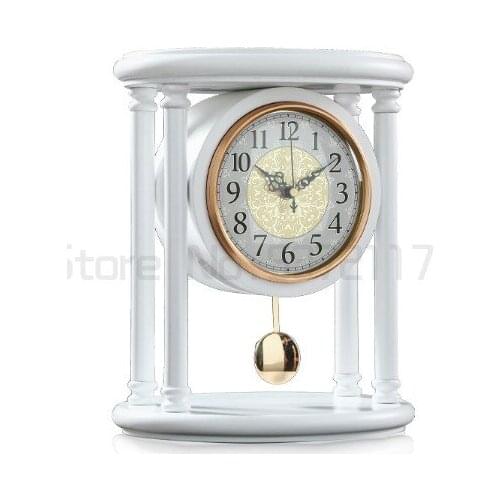 Desk clock, desk clock, retro Chinese solid wood desktop pendulum clock, European sitting clock