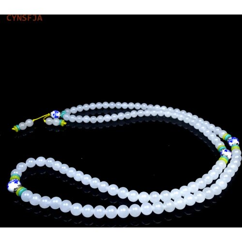 CYNSFJA New Real Certified Natural Hetian Jade Bracelets Necklace Nephrite Lucky 5mm 108 Buddha Beads Rosary Tasbih High Quality