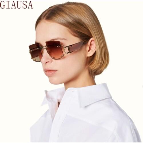 GIAUSA European and American fashion punk goggles rimless sunglasses sunglasses fashion personality yellow glasses luxury