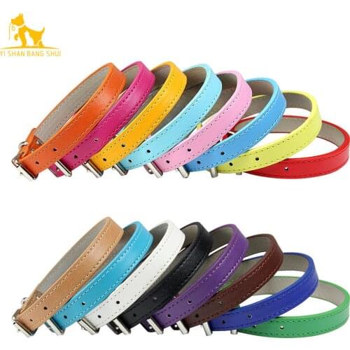Soft Leather Solid Dog Collar Adjustable Puppy Neck Strap Safe Collars for Small Medium Big Dog Kitten Necklace Cat Accessories