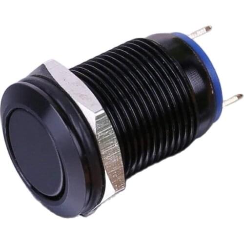 20 pieces Black Aluminum 12mm 2A/36V 1NO Resetable Momentary Metal Push Button Switch Flat Pin Terminals Boat DIY