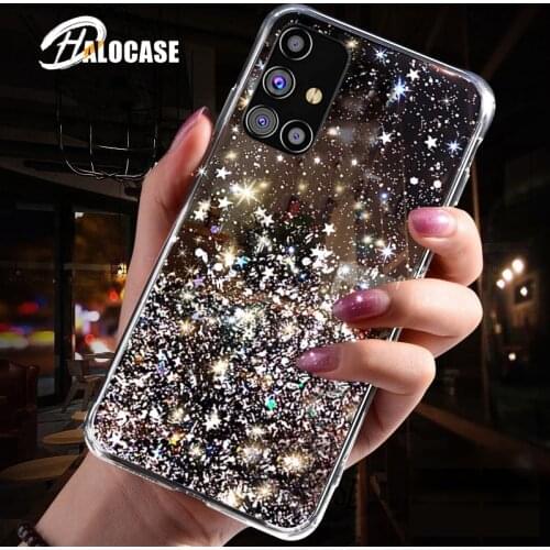 Star Glitter Diamond Case for Samsung Galaxy M31S M51 S20 FE Plus A11 A12 A31 A41 A42 A51 A71 M11 M21 M31 Girl Clear Phone Cover