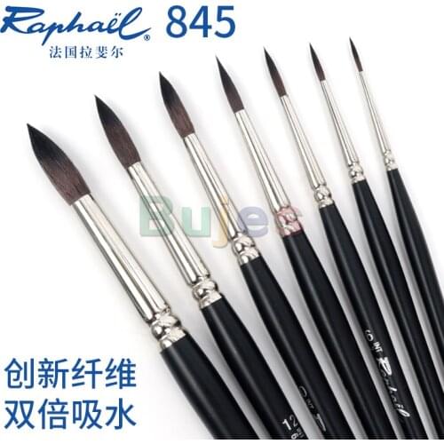Raphael SoftAqua Synthetic, Watercolor Brush, Series 845, Round, Size 2-24, offers a high capacity for paint retention