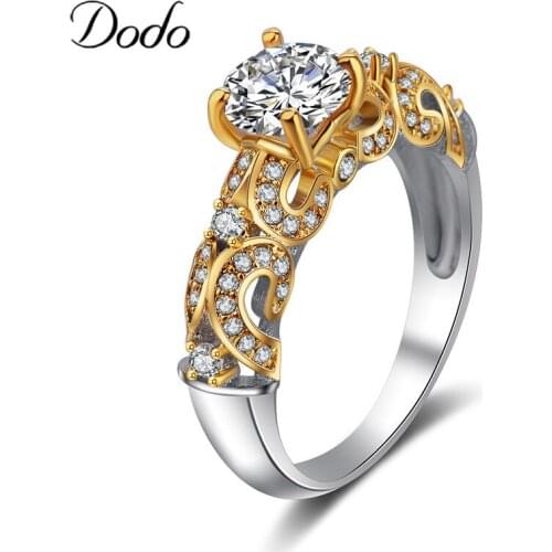 Luxury Gold Color Palace Hollowed Four-Claws Ring AAA Cubic Zirconia Rings For For Women Men Wedding Jewelry Anillos Gifts YR143