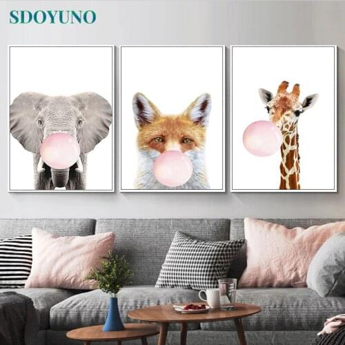 SDOYUNO 3Pcs 40x50cm Painting By Numbers For Adult INS Style Animals DIY Frameless Paint By Numbers On Canvas Handpainted Art