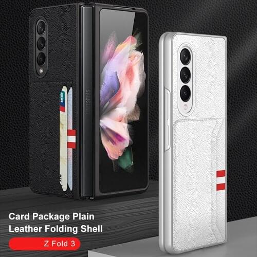 Folding Leather Card Holder Case for Samsung Galaxy Z Fold 3 5G Fold3 Flip 3 Flip3 Shockproof Cell Phone Cover Capa Funda