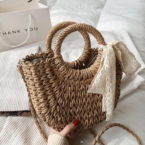 Fashion Women Small Straw Handbags Tote Bags Casual Summer Ladies Purses Shoulder Bag High Quality Female Crossbody Beach Bags
