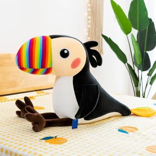 Toge Toucan Plush Toy Lovely Design Skin-Friendly Soft Parrot Plush Stuffed Animal Doll Ragdoll Pillow Birthday Gift for Childre