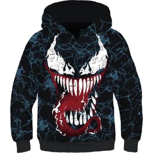 Venom Hoodie Movie Superhero Cosplay Venom Eddie Brock Hoodie Chileren Print Tops Casual Hoody