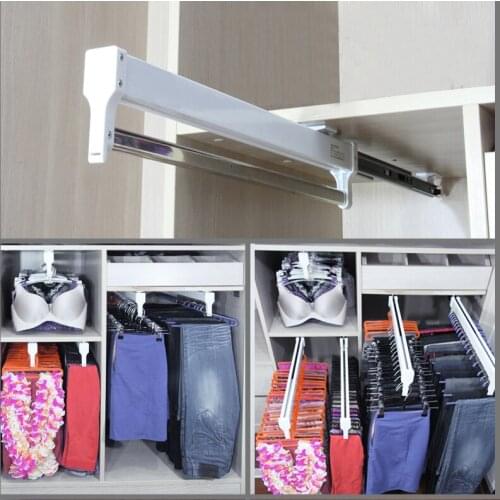Top mount pull out pull-out Wardrobe closet cloth Jacket hanger hanging rack bar Ball Bearing Slide Heavy Duty