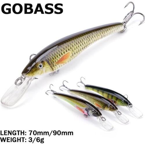 GOBASS Jerkbait Minnow Rattling Crankbait Fishing Lure Wobblers For Pike Perch Hard Artificial Bait For Fishing Tackle 90mm 70mm