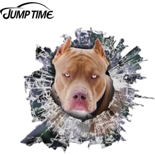 Jump Time 13cm x 12.2cm 3D Pit Bull window sticker Glass Slag Decal Reflective Stickers Waterproof Bird Decals