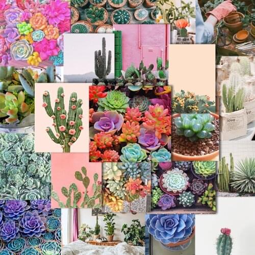 4Sheets Green Plant Stickers For Noteboook Cactus Succulents Paper Sticker Scrapbooking DIY Dairy Album Stationary Supplies