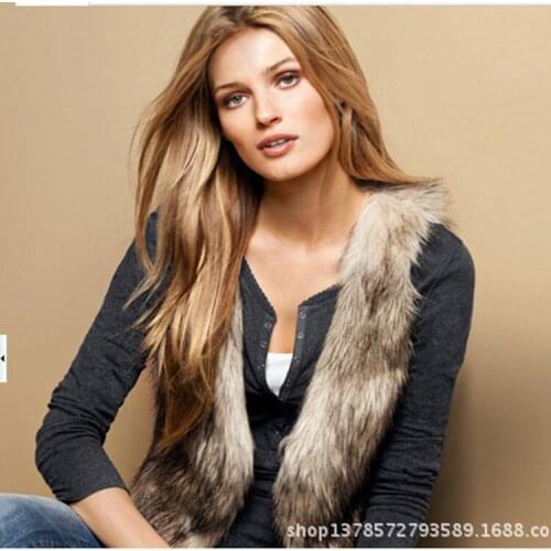 New large size womens European and American fashion imitation fur vest fur vest foreign trade womens coat winter coat women