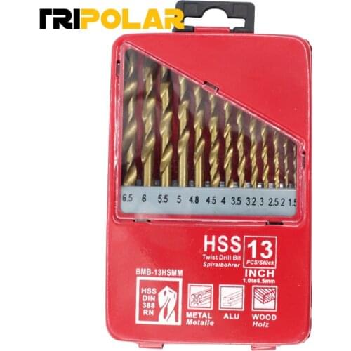 13/19/25PCS 1.0~13mm HSS Titanium Coated Drill Bit Set For Metal Woodworking Drilling Power Tools Accessories In Iron Box