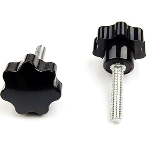 2pcs M12-M16 Torx plastic hand screws seven star T&TX bakelite handel screw bolt black color 60mm outer diameter 25mm-120mm long