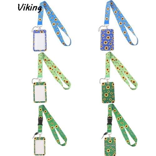20pcs/lot G1592 Cartoon Sunflower Lanyard Keychain key Badge Mobile Phone Rope Lanyard With Kawaii Card Holder Cover for Woman