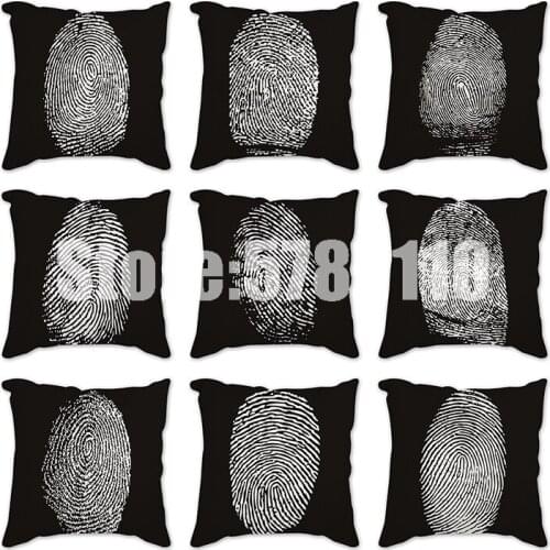 45*45 cm Cotton Linen Pillow Case Nordic Style Pillowcase Black White Sofa Soft Cushion Cover fingerprint Home Decoration