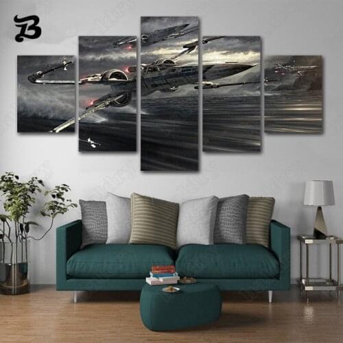 Canvas Painting 5 Pieces Combat Aircraft Wall Art Canva Posters and Prints Home Decoration Military Lovers for Living Room Decor