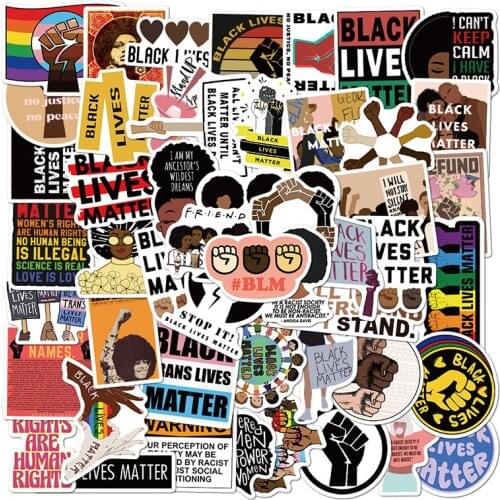 50PCS Black Lives Matter Stickers For Laptop Suitcase Skateboard Motorcycle Guitar Melanin Poppin Decals Graffiti Sticker F3