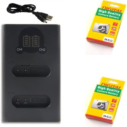 EN-EL23 ENEL23 EL23 Equivalent Camera Battery+Dual USB Charger for Nikon COOLPIX P600, P610, B700, P900, and S810c Cameras