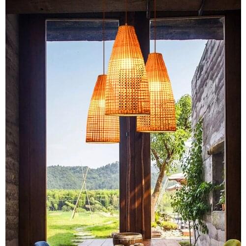 Japanese Retro Bamboo Woven Bamboo Art Chandelier Clothing Store Live Room Net Celebrity Ins Wind Tea Room Tea House Chandelier