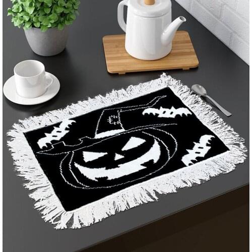 BalleenShiny Halloween Placemats Household Tablecloths Dining Table Potholders Creative Restaurant Family Holiday Decorations