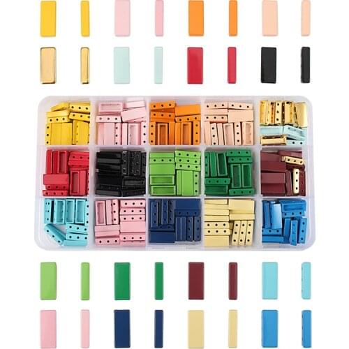 Rainbow Tile Beads for Jewelry Making Precious Metal Hematite Square Enamel Beads Girls Jewelry Accessories Bracelet Kit DIY