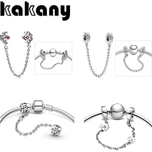 Kakany High Quality 100% 925 Silver Daisy Flower Safety Chain Charm Is Suitable for DIY Beaded Bracelets for Jewelry Making