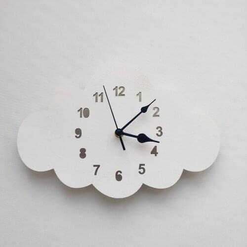Ins Nordic home log cloud clock cartoon mute clock wall decoration childrens room clock soft decoration