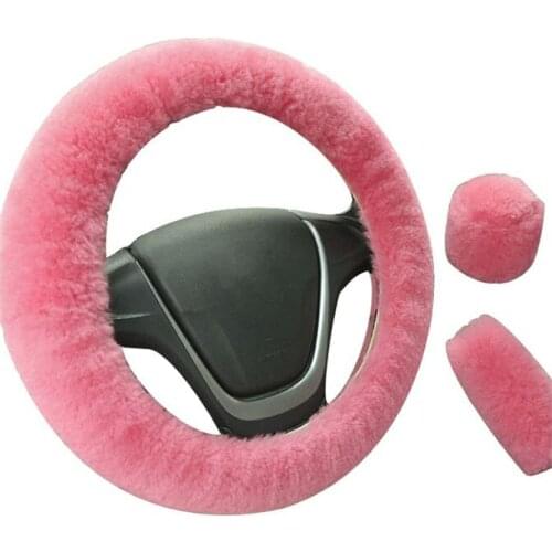 Car Steering Wheel Cover Winter Universal Hand Brake Gear Position Gear Three-piece Fur Cover Car Interior Accessories
