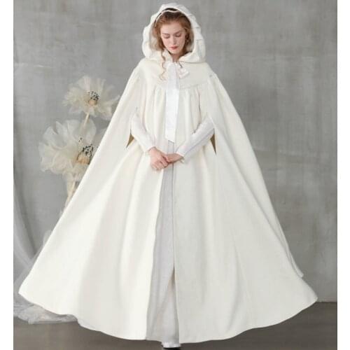 Ivory Hooded Bridal Warm Long Wedding Cloaks Gorgeous Coat Capes Wicca Robe Jackets Christmas Hallowmas Accessories Bolero