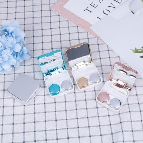 Colored Contact Lens Case With Mirror Women Colored Contact Lenses Box Eyes Contact Lens Container Lovely Travel Kit Box