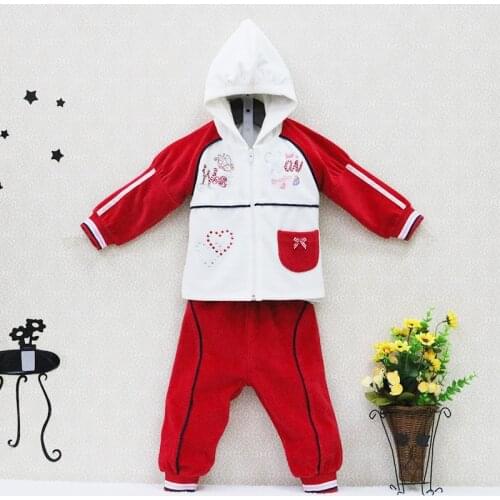 2019 Little Q Long Sleeve Baby Girls Velour Long Sleeve Blouse+Long pants Clothing Set Hooded Fashion Kids Clothes Outfits