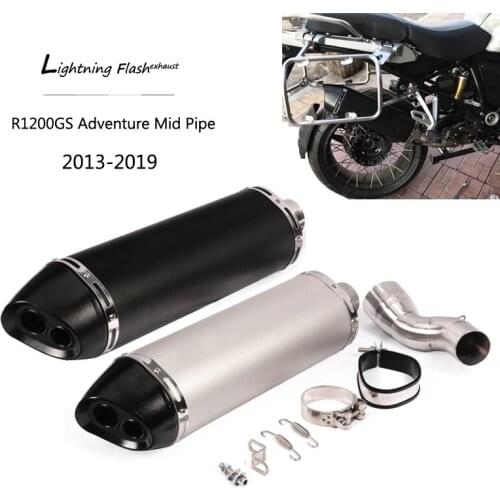 For BMW R1200GS Adventure 2013-2019 Exhaust Pipe Slip On Motorcycle Mid Middle Pipe 51 mm Dual-outlet Tail Escape No DB Killer